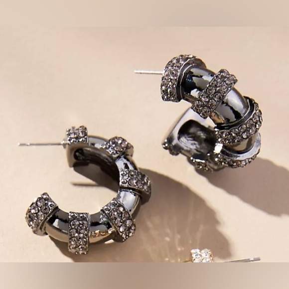 Anthropologie Small Crystal Hoops NWT New With Tags - Picture 5 of 5